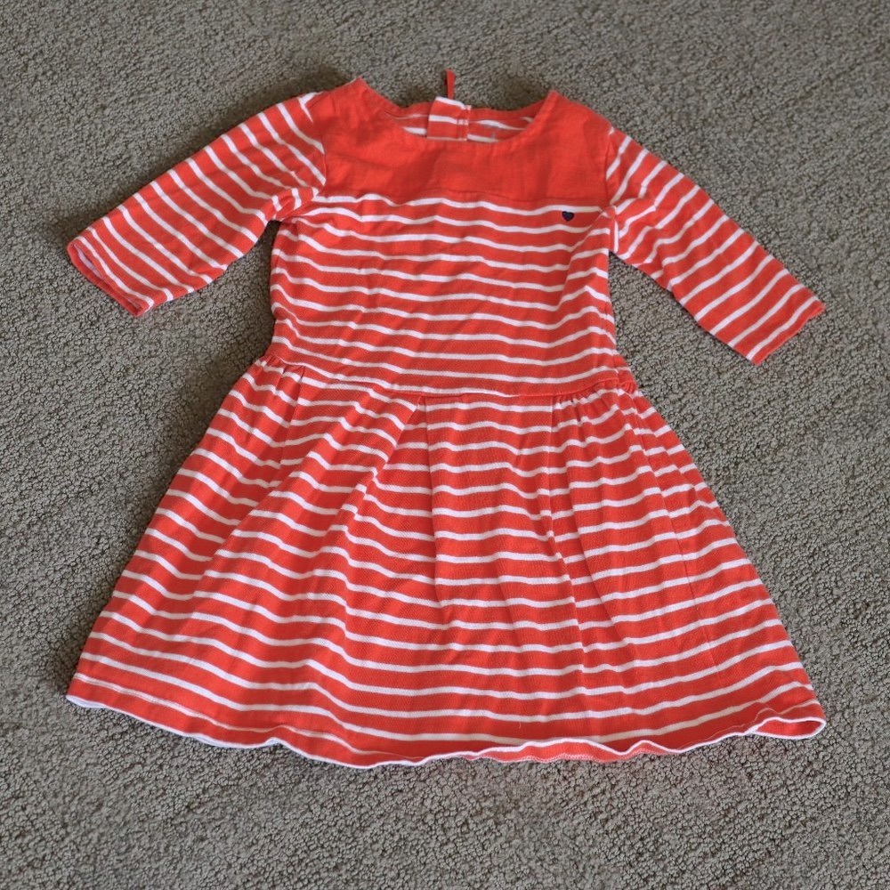 Carter's Coral Orange Striped Dress Girls 5
